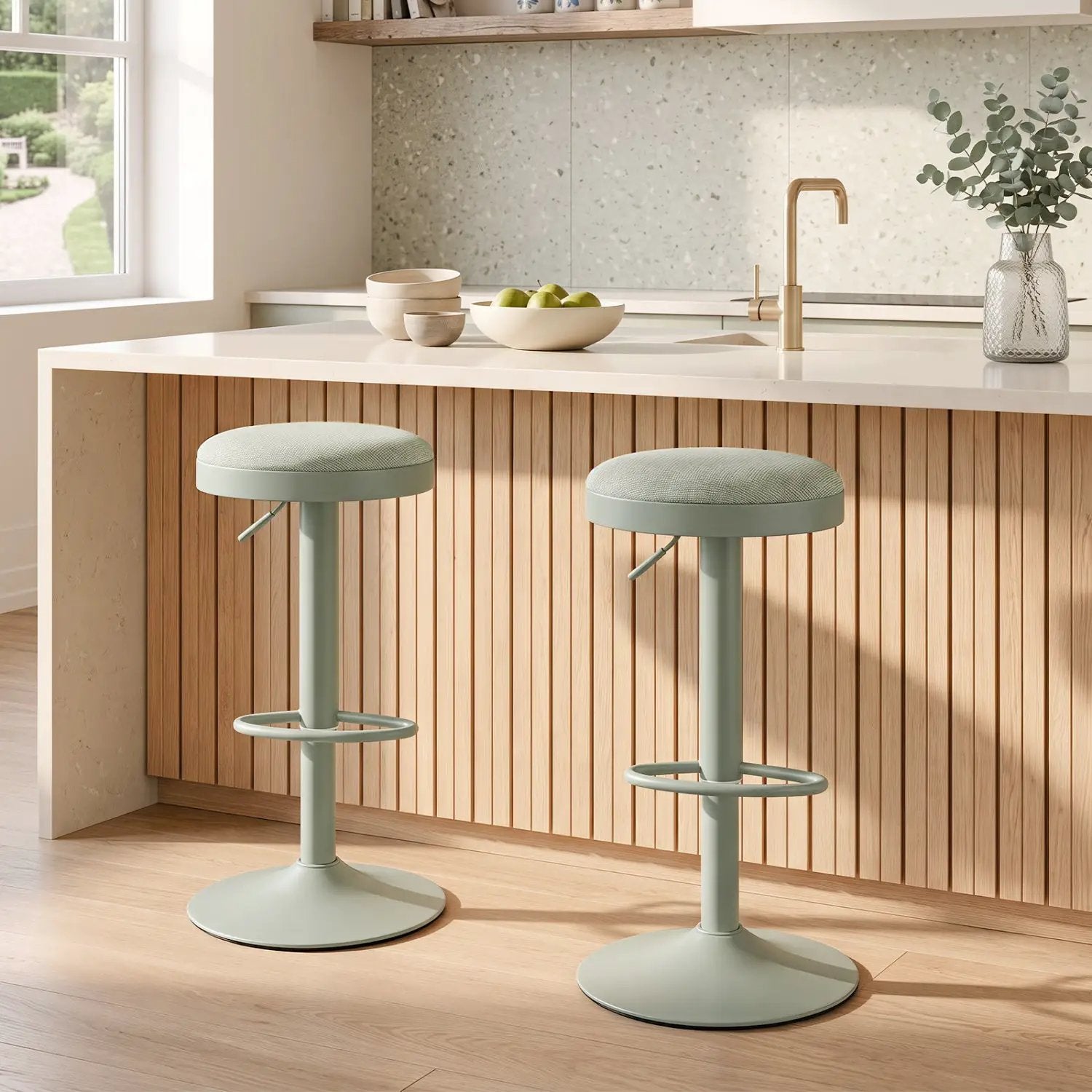 Adjustable Bar Stools Set of 2 with Padded Seat by DirectDeals