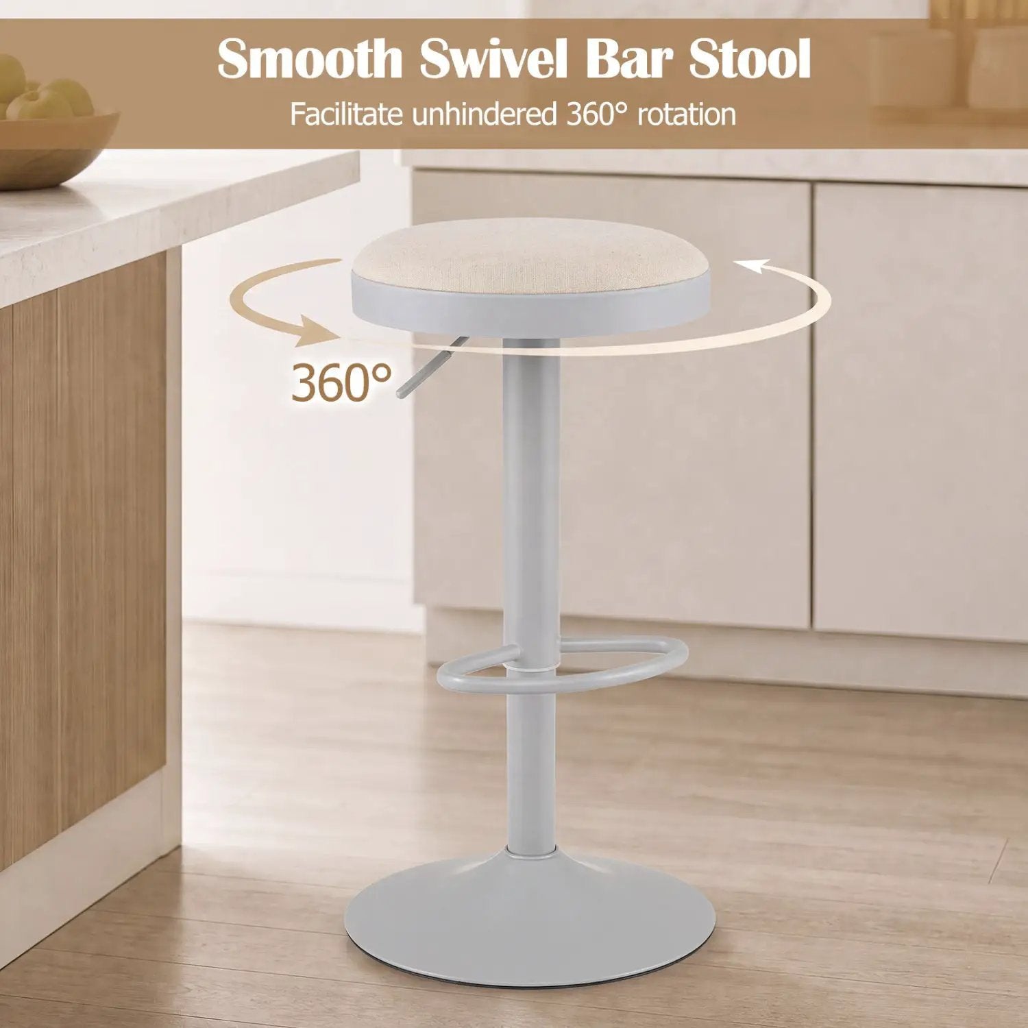 Adjustable Bar Stools Set of 2 with Padded Seat by DirectDeals
