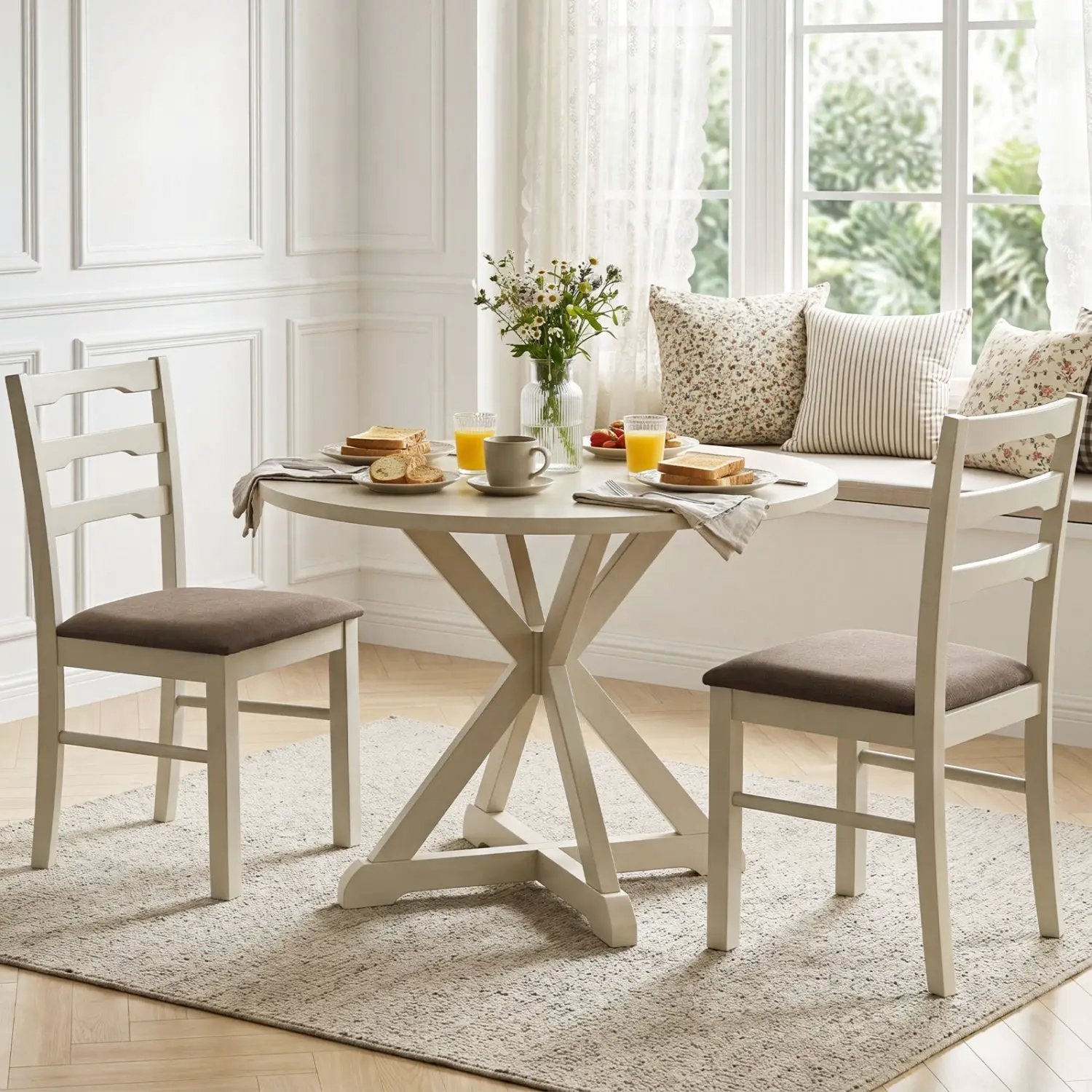 Upholstered Dining Chairs Set of 2 with Wood Frame by DirectDeals