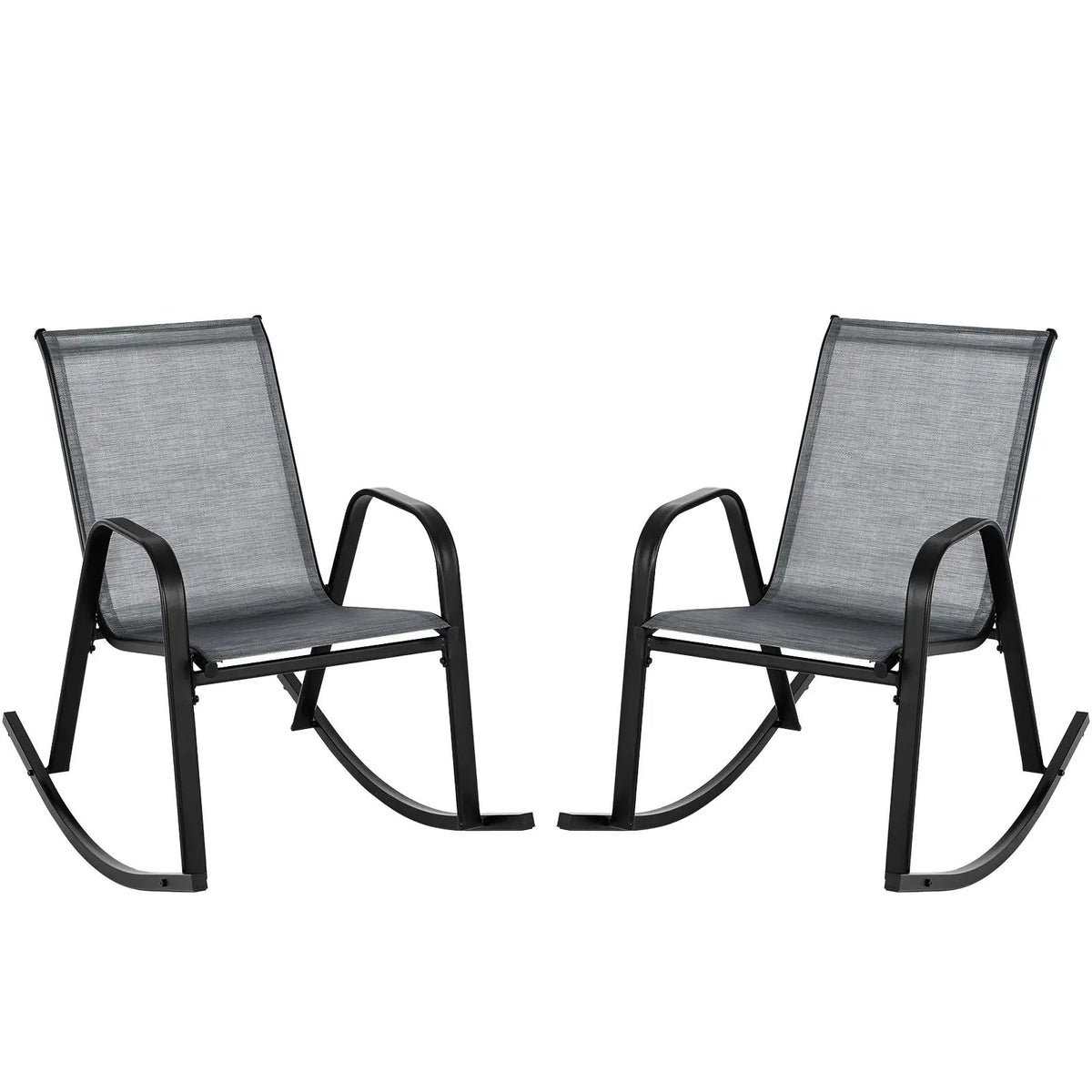 Set of 2 Metal Patio Rocking Chair with Breathable Seat Fabric by DirectDeals