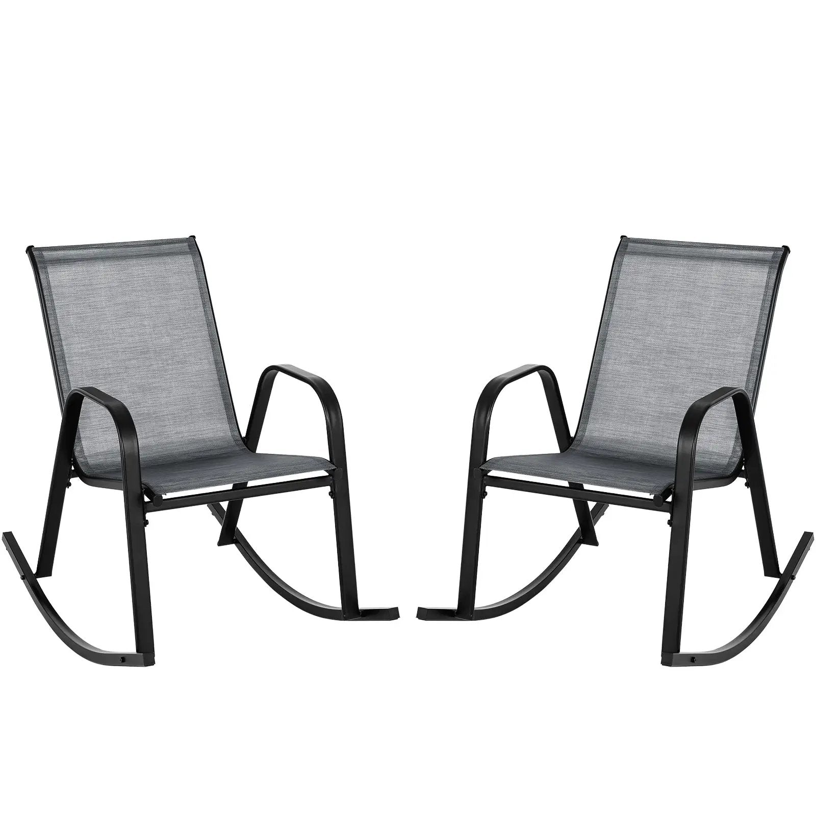 Set of 2 Metal Patio Rocking Chair with Breathable Seat Fabric by DirectDeals