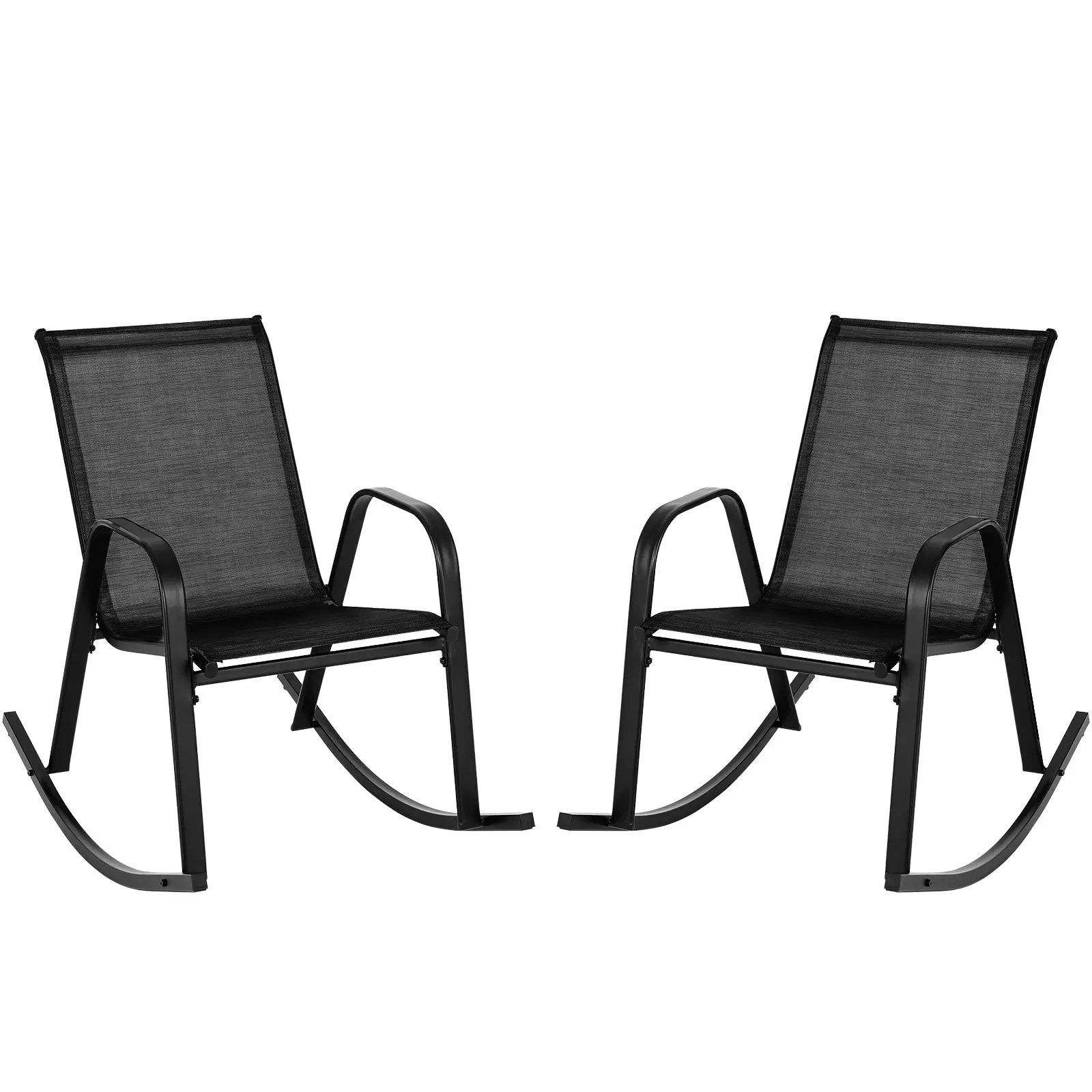 Set of 2 Metal Patio Rocking Chair with Breathable Seat Fabric by DirectDeals