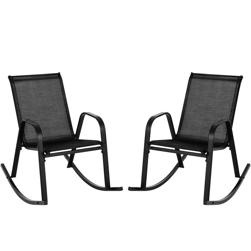 Set of 2 Metal Patio Rocking Chair with Breathable Seat Fabric by DirectDeals