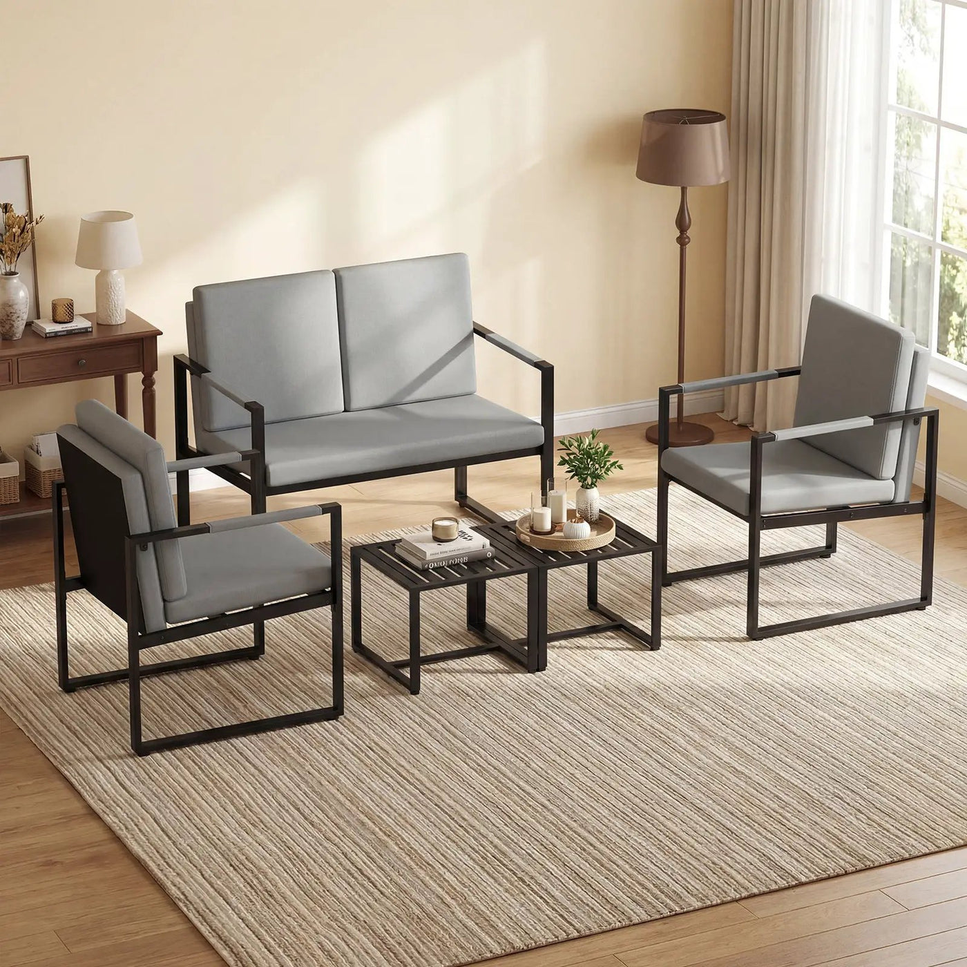 Set of 2 Mid Century Modern Single Sofa Chairs with Cushions by DirectDeals