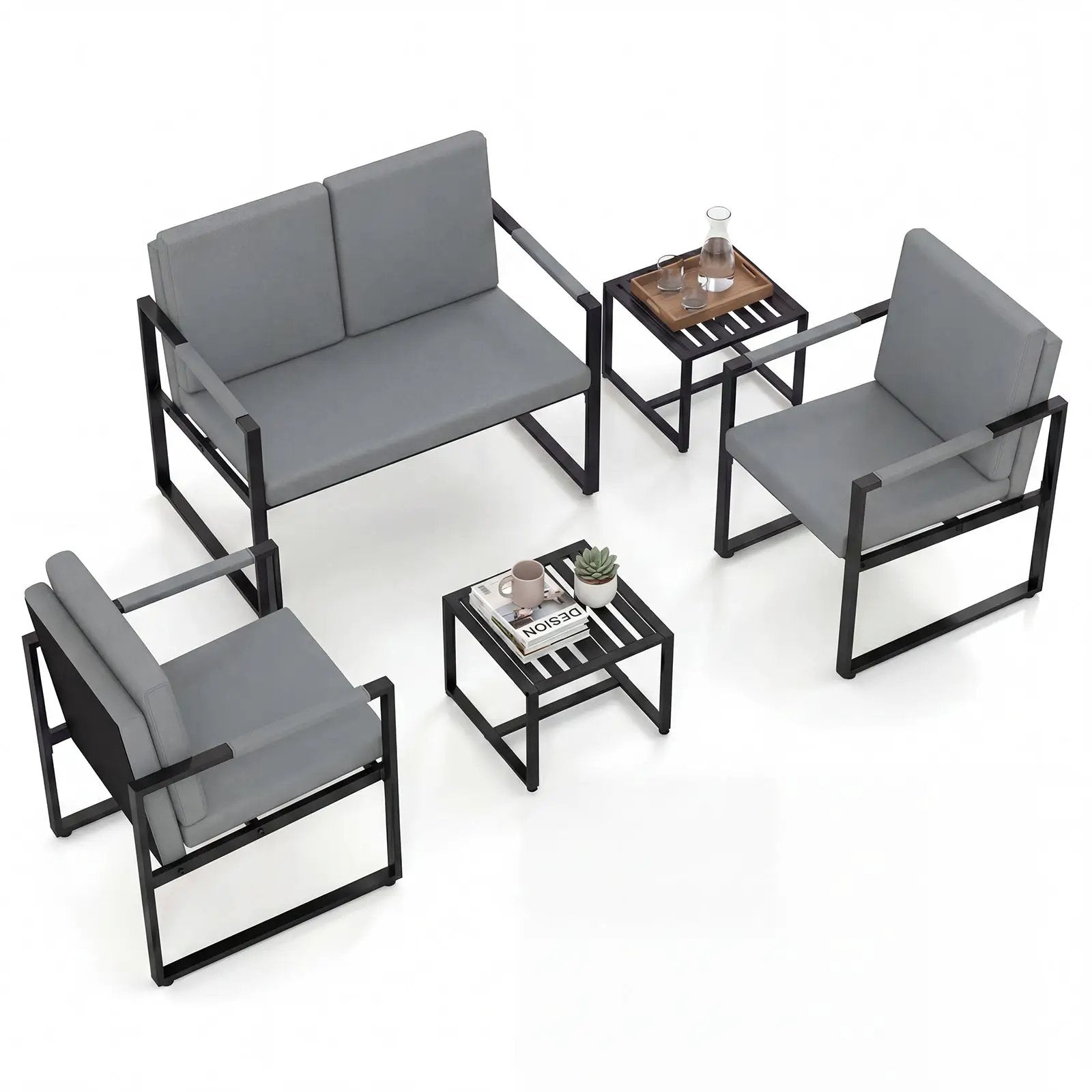Set of 2 Mid Century Modern Single Sofa Chairs with Cushions by DirectDeals