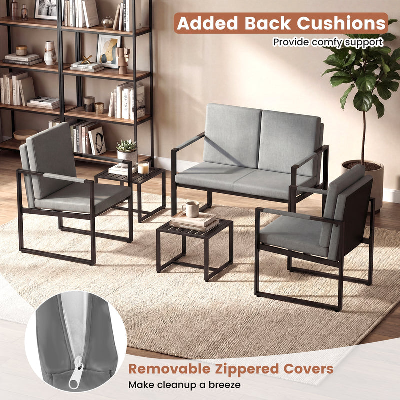 Set of 2 Mid Century Modern Single Sofa Chairs with Cushions by DirectDeals