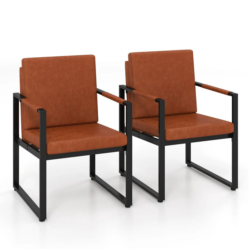 Set of 2 Mid Century Modern Single Sofa Chairs with Cushions by DirectDeals