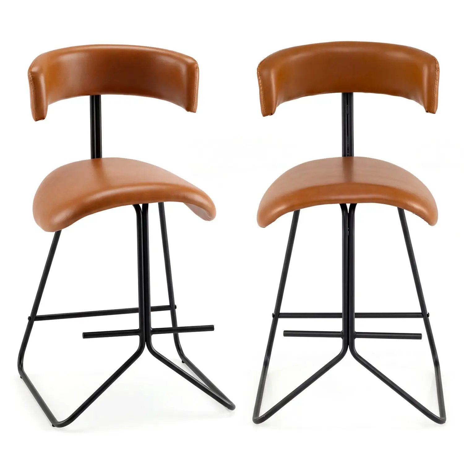 Set of 2 Modern Counter Height Stools 25 Inch Faux Leather Upholstered by DirectDeals