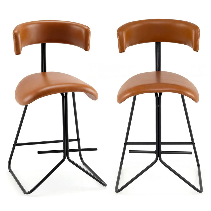 Set of 2 Modern Counter Height Stools 25 Inch Faux Leather Upholstered by DirectDeals