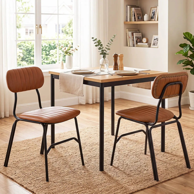 Dining Chairs Set of 2 with Ergonomic Back and Metal Legs by DirectDeals