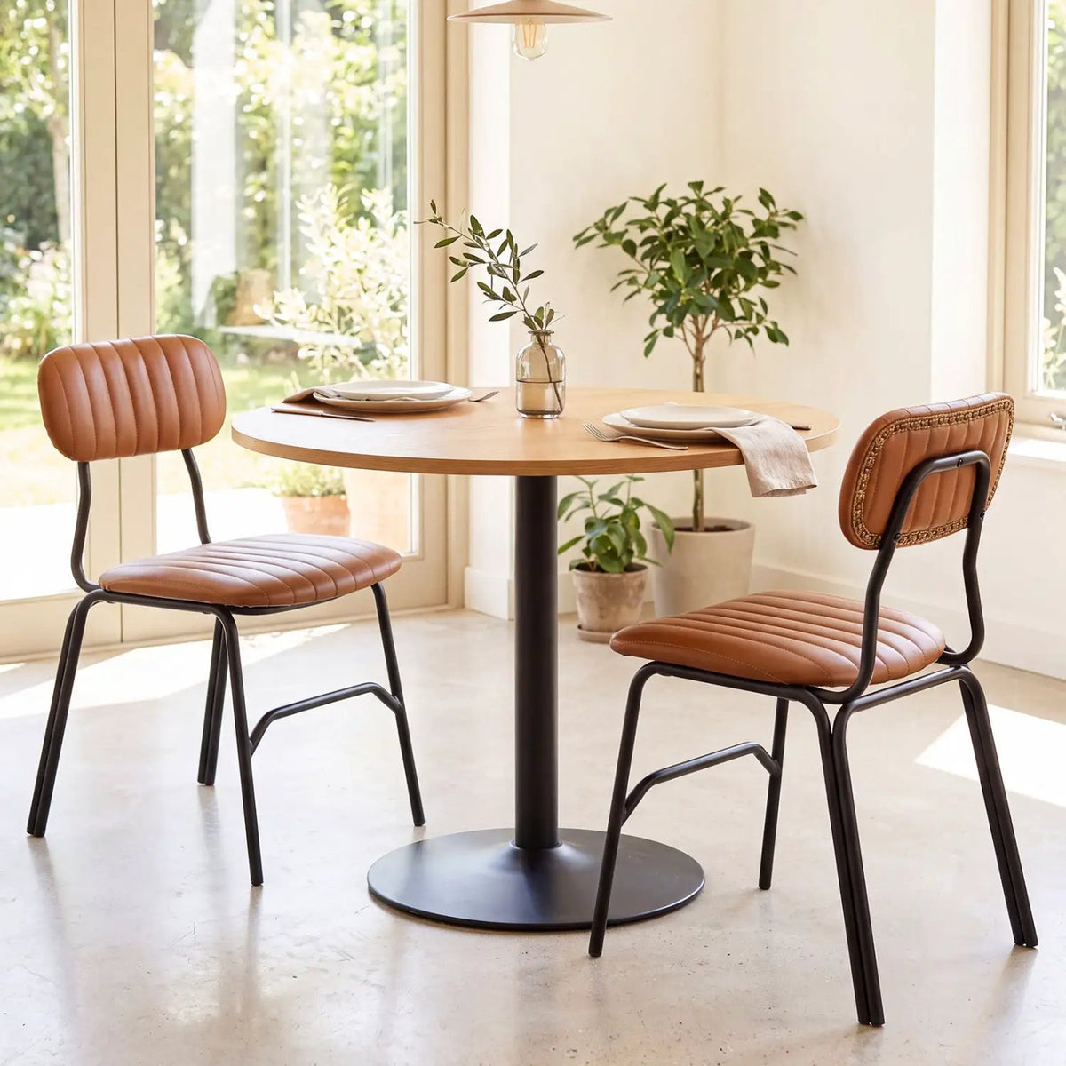 Dining Chairs Set of 2 with Ergonomic Back and Metal Legs by DirectDeals