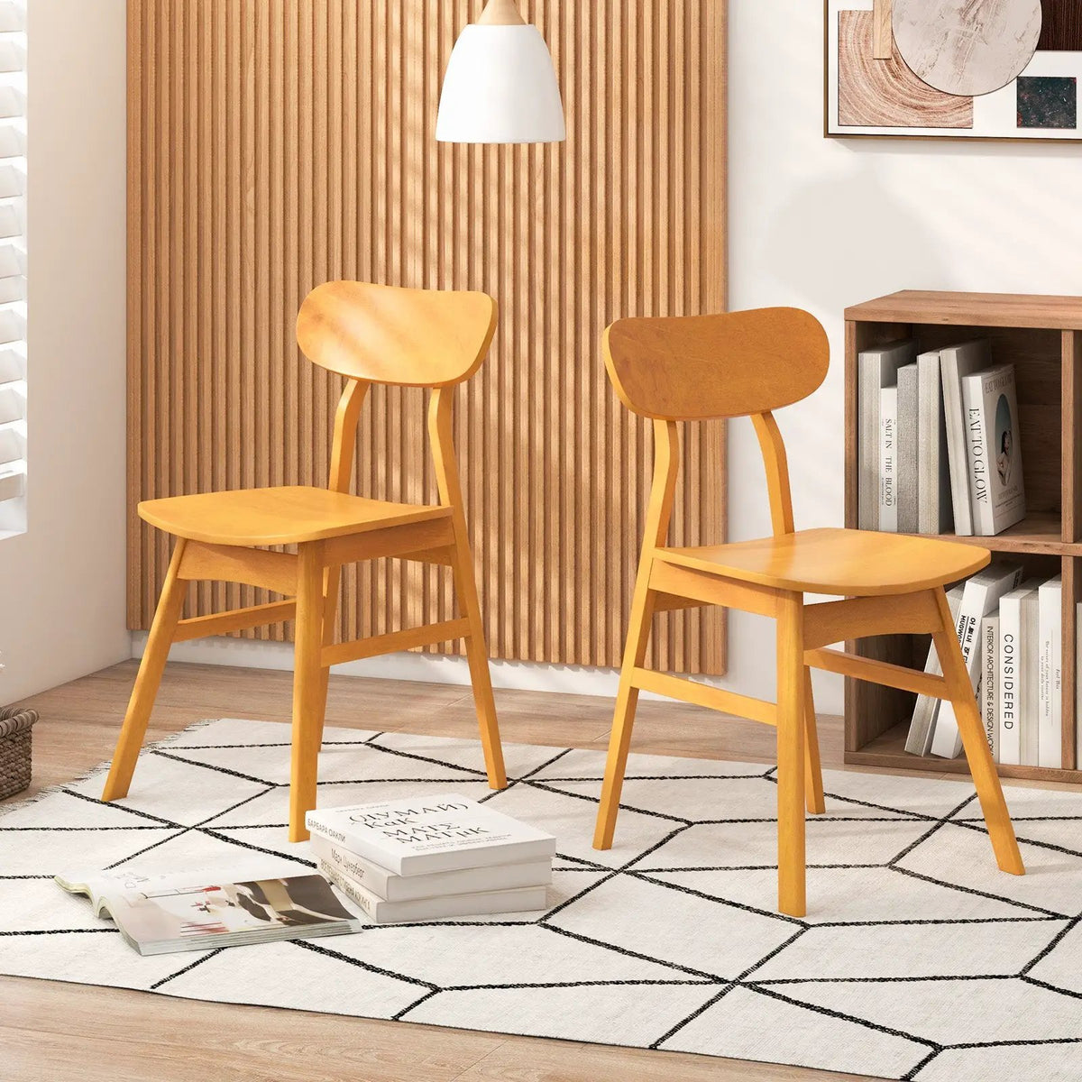 Set of 2 Modern Dining Chairs with Curved Backrest and Seat by DirectDeals