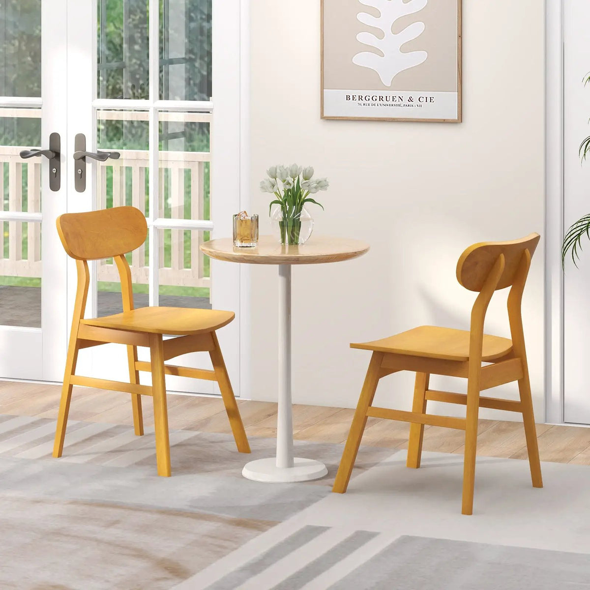 Set of 2 Modern Dining Chairs with Curved Backrest and Seat by DirectDeals