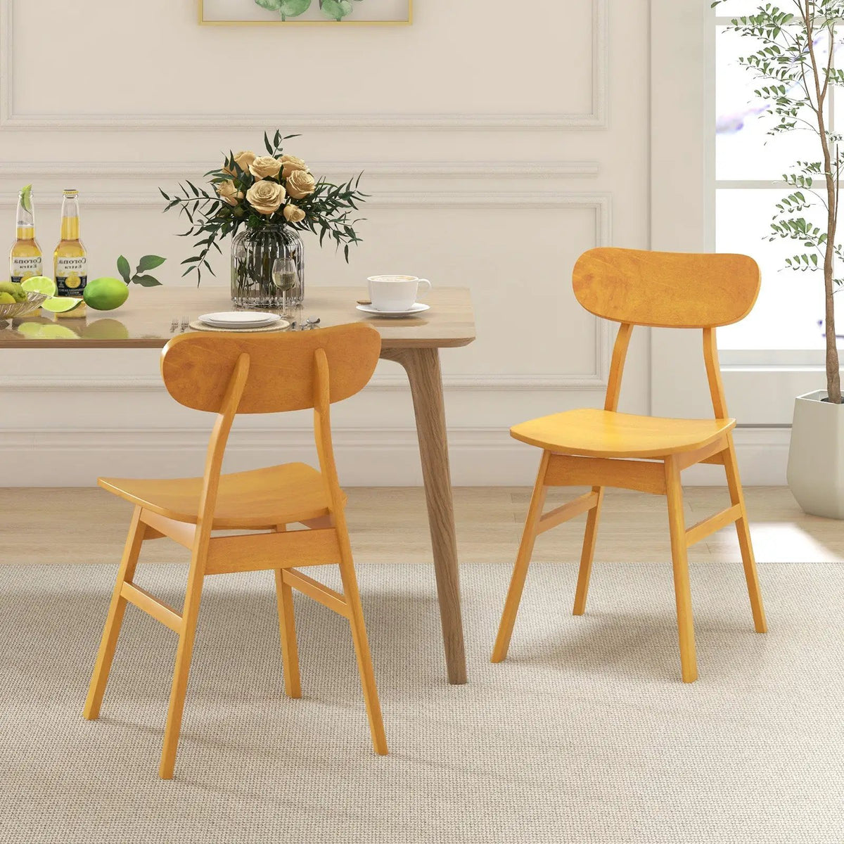 Set of 2 Modern Dining Chairs with Curved Backrest and Seat by DirectDeals