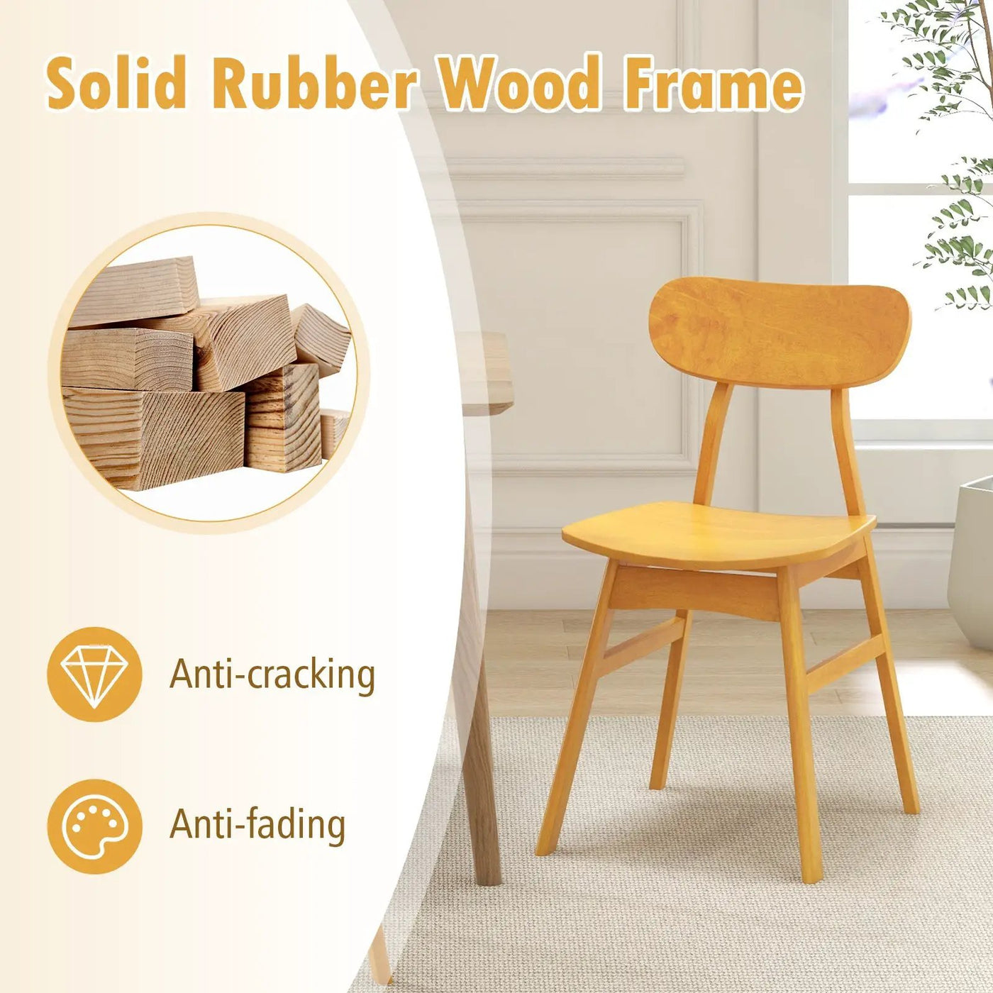 Set of 2 Modern Dining Chairs with Curved Backrest and Seat by DirectDeals