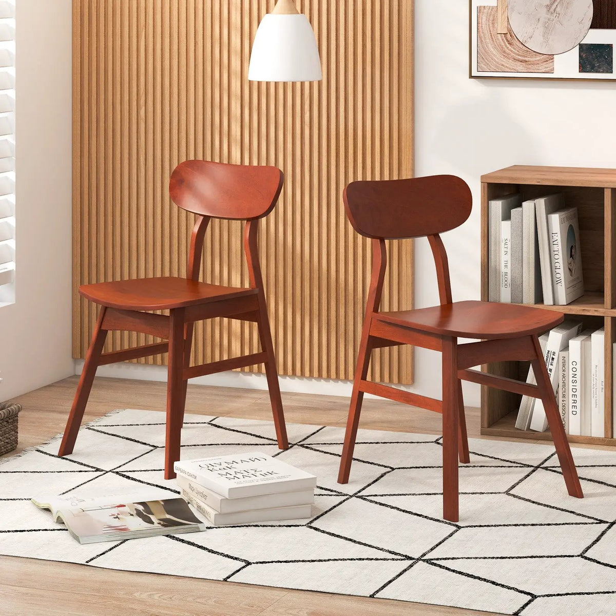 Set of 2 Modern Dining Chairs with Curved Backrest and Seat by DirectDeals