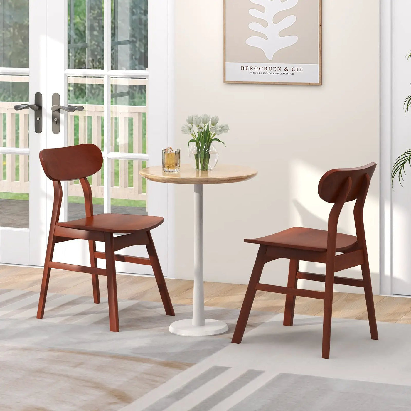 Set of 2 Modern Dining Chairs with Curved Backrest and Seat by DirectDeals