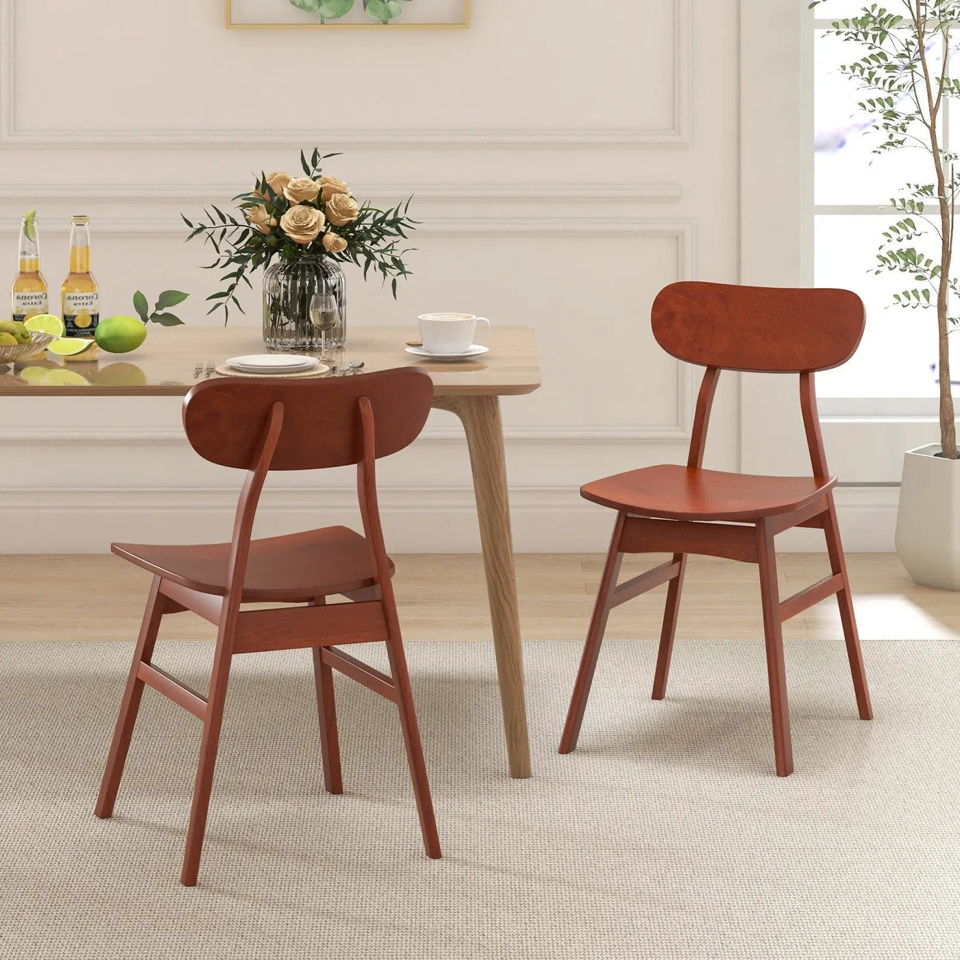 Set of 2 Modern Dining Chairs with Curved Backrest and Seat by DirectDeals