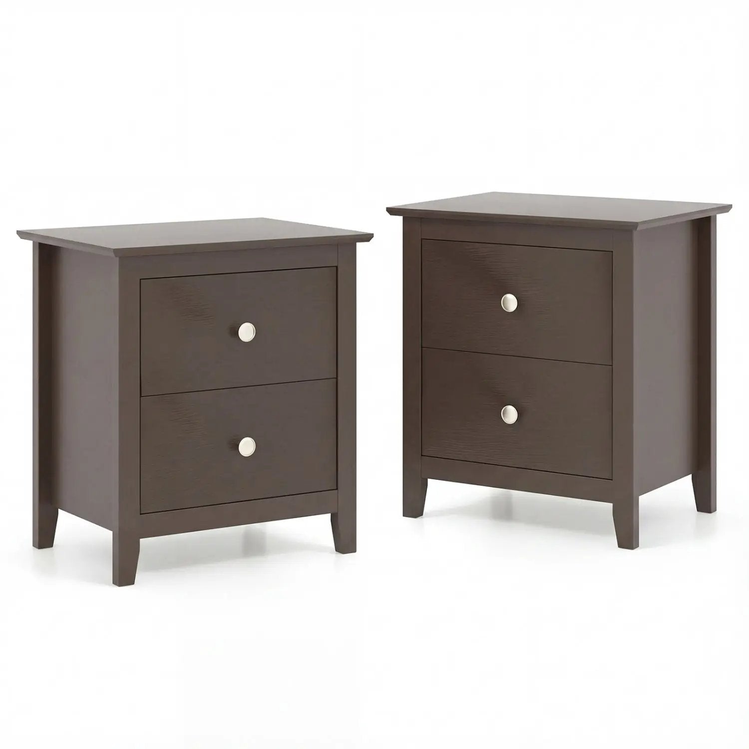 Set of 2 Modern Nightstand with two Drawers for Small Spaces-Rustic Brown by DirectDeals