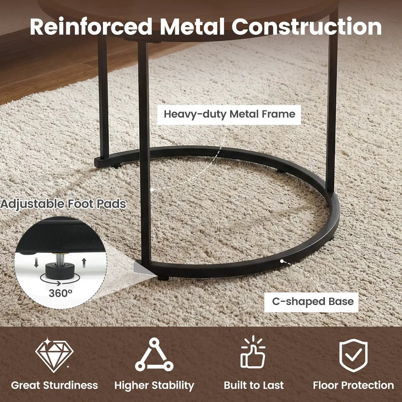 Set of 2 Modern Round Stacking Nesting Coffee Tables for Living Room by DirectDeals