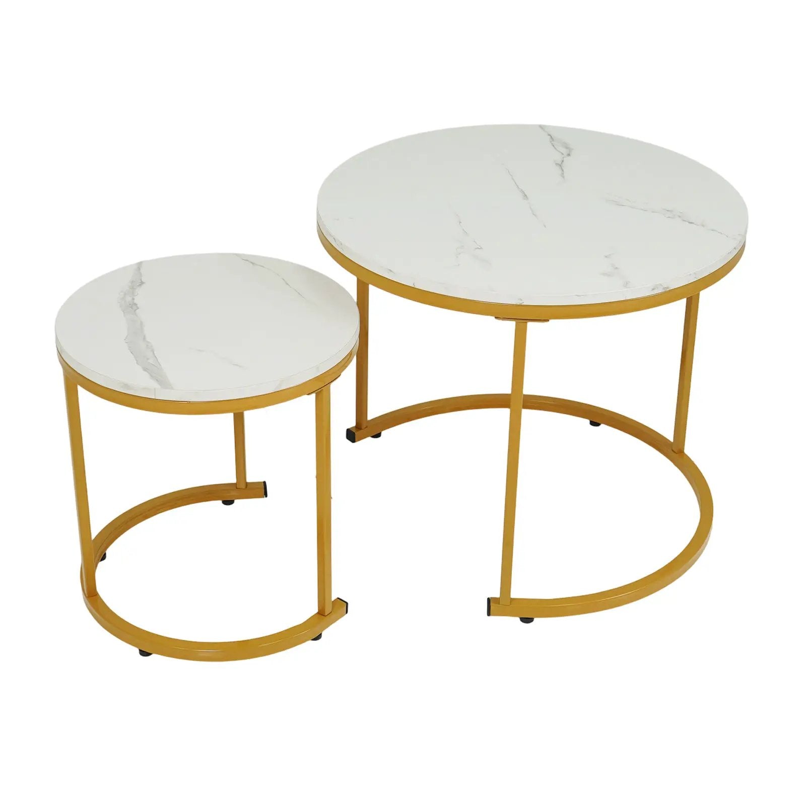 Set of 2 Modern Round Stacking Nesting Coffee Tables for Living Room by DirectDeals