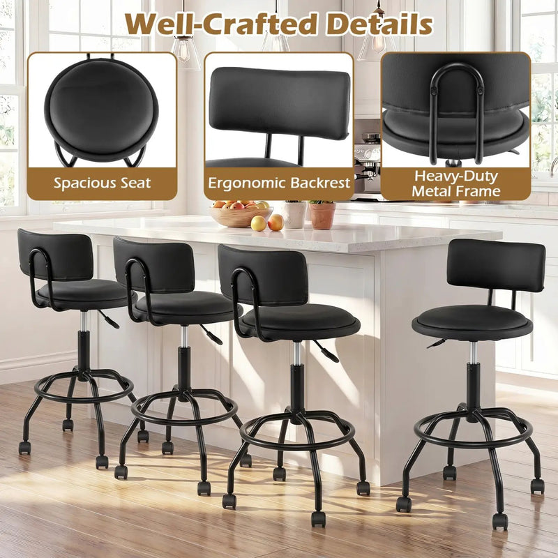 Swivel Bar Stool with Backrest - Height Adjustable by DirectDeals