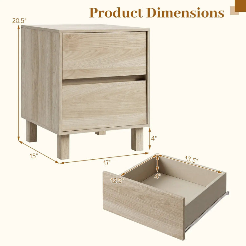 Wooden End Tables Set of 2 with Storage Drawers by DirectDeals