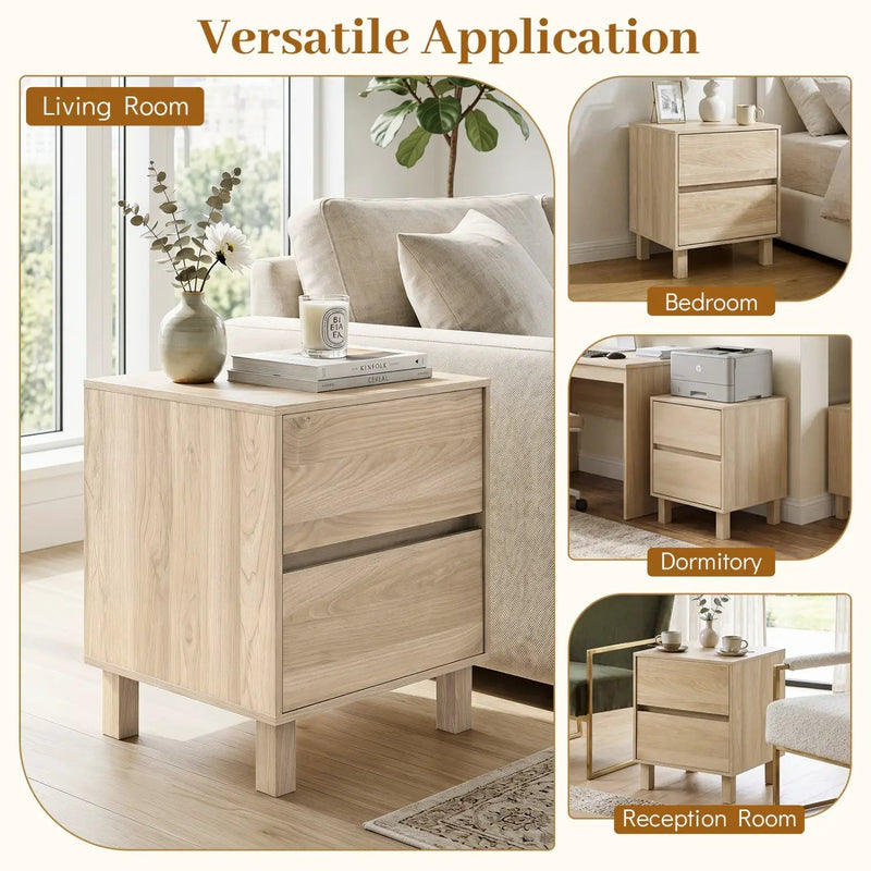 Wooden End Tables Set of 2 with Storage Drawers by DirectDeals