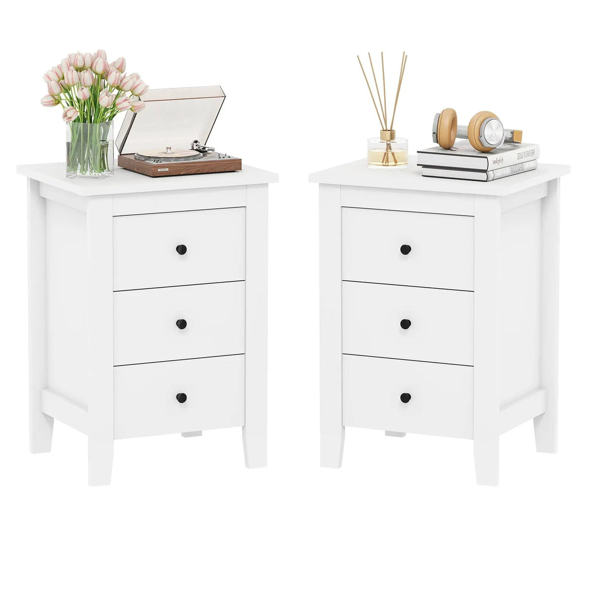 Set of 2 Nightstand End Beside Table Drawers by DirectDeals