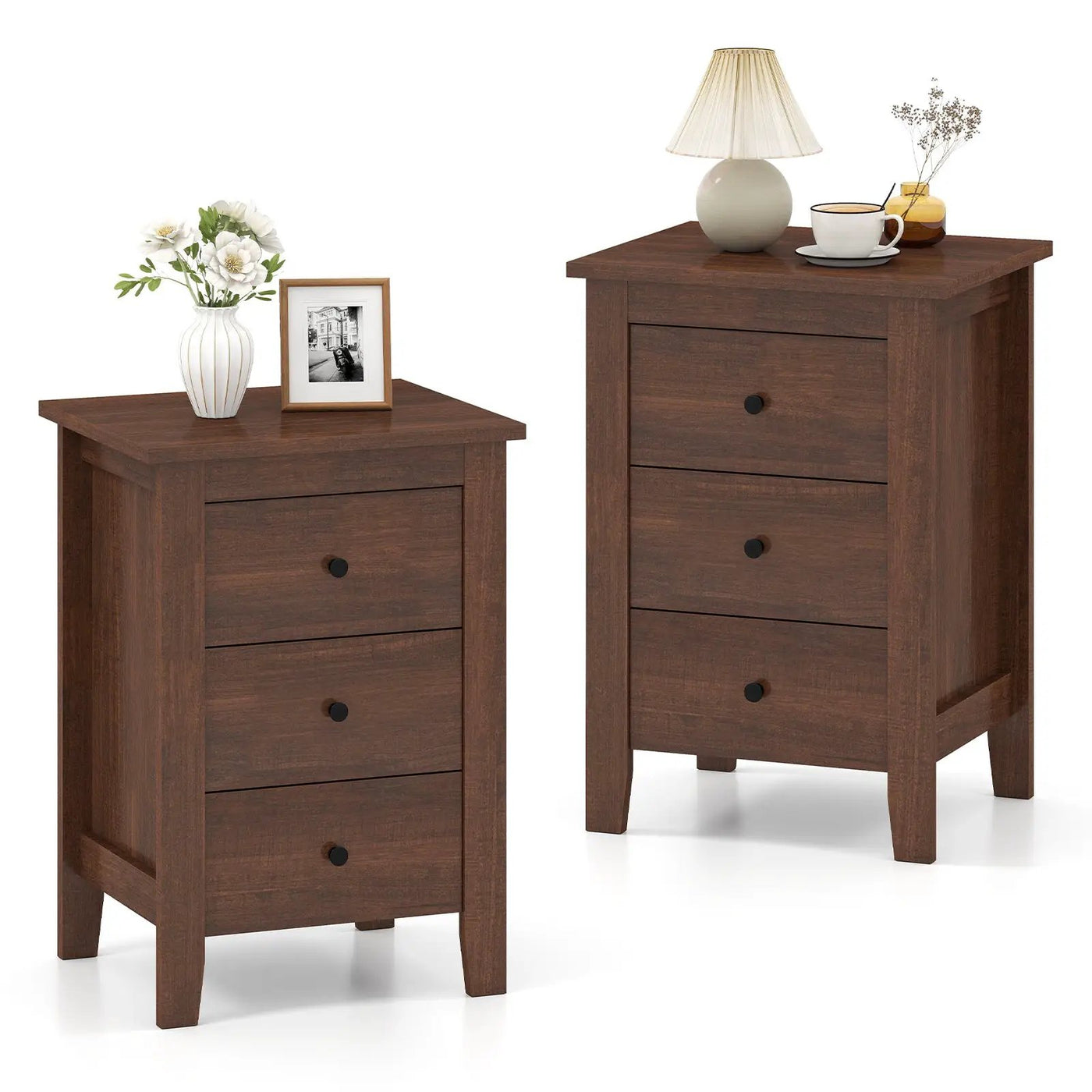 Set of 2 Nightstand End Beside Table Drawers by DirectDeals