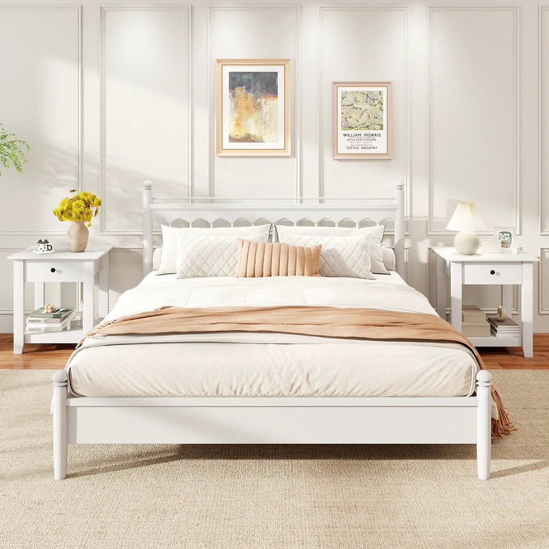 Set of 2 Nightstand with Drawer 3-Tier Modern Bedside Table with Open Shelf and Storage by DirectDeals