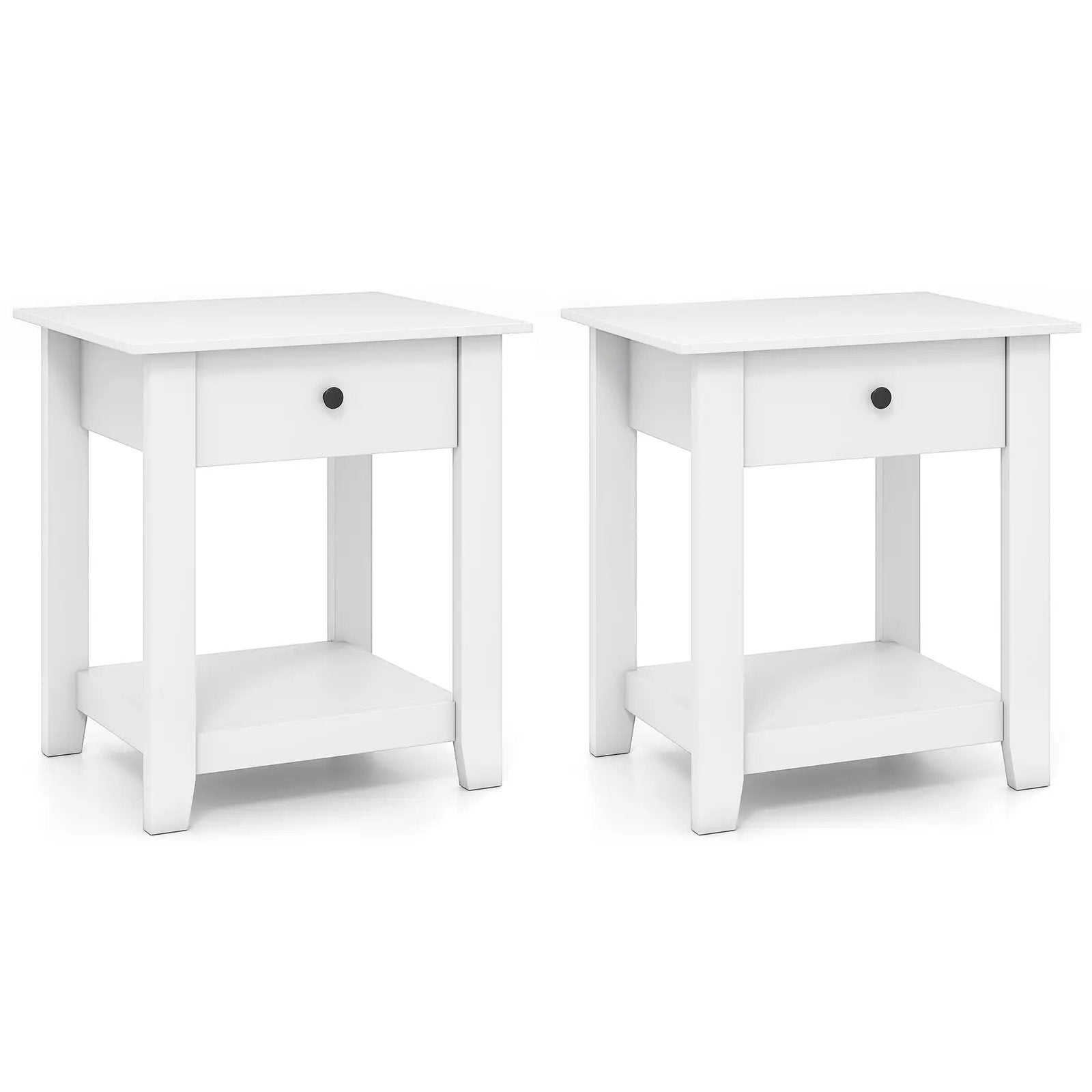 Set of 2 Nightstand with Drawer 3-Tier Modern Bedside Table with Open Shelf and Storage by DirectDeals