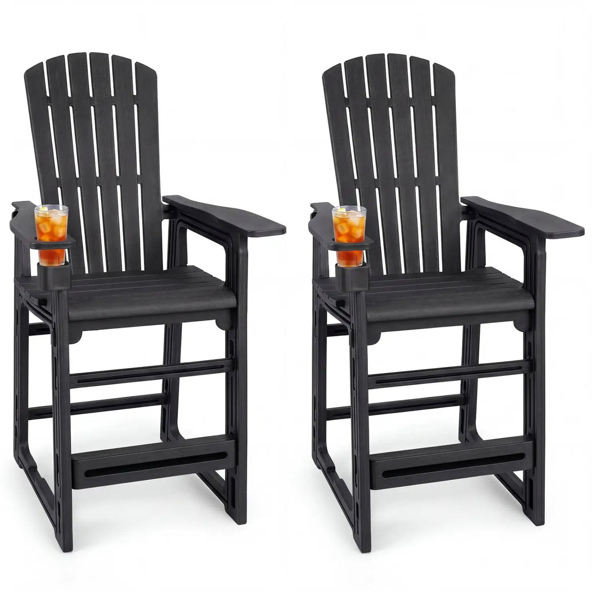 Outdoor Bar Stool Set of 2 with Backrest and Armrests 29" by DirectDeals