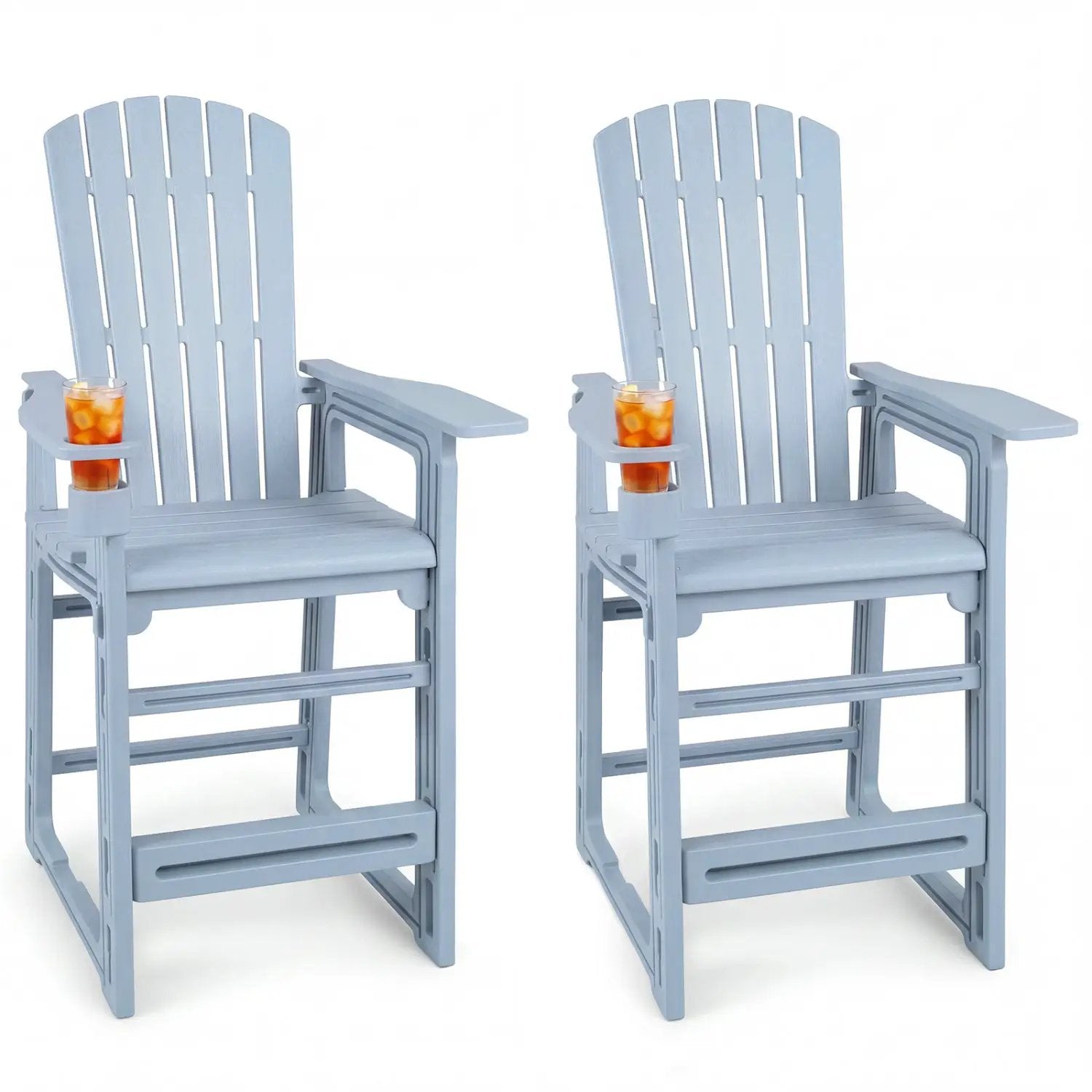 Outdoor Bar Stool Set of 2 with Backrest and Armrests 29" by DirectDeals