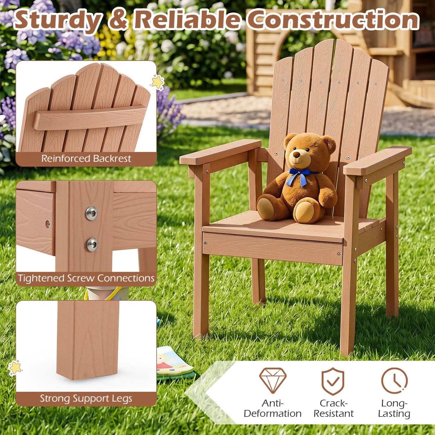 Adirondack Chairs Set of 2 with High Backrest - Brown by DirectDeals