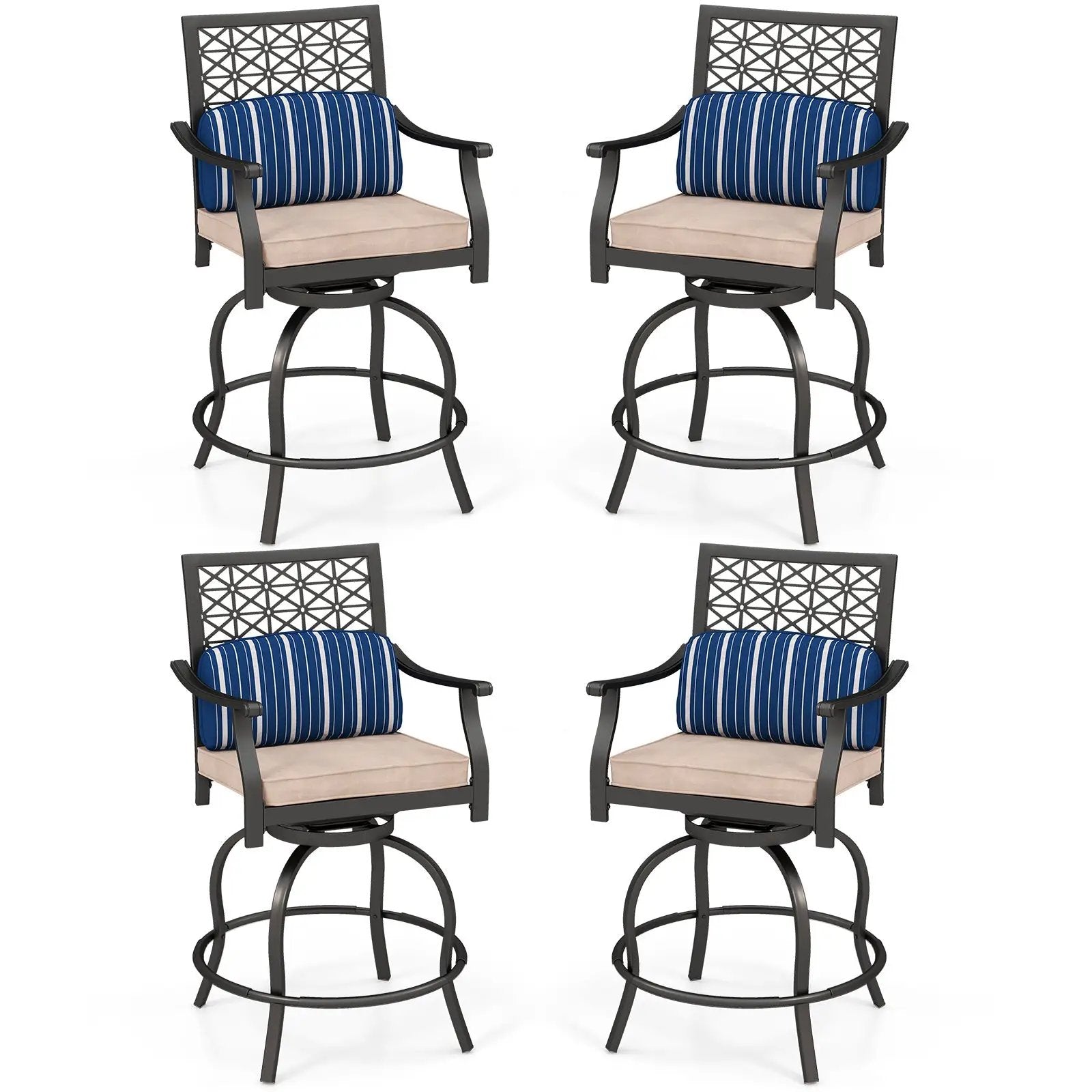 Set of 2 Outdoor Bar Height Chair with Soft Cushions by DirectDeals