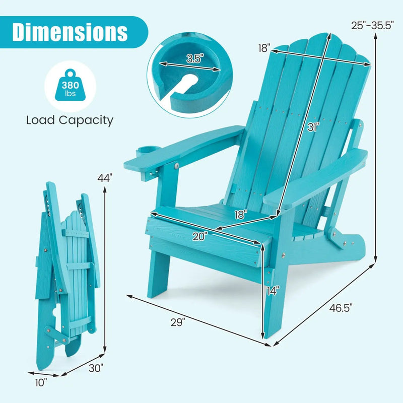 Folding Adirondack Chairs Set of 2 with Adjustable Backrest by DirectDeals