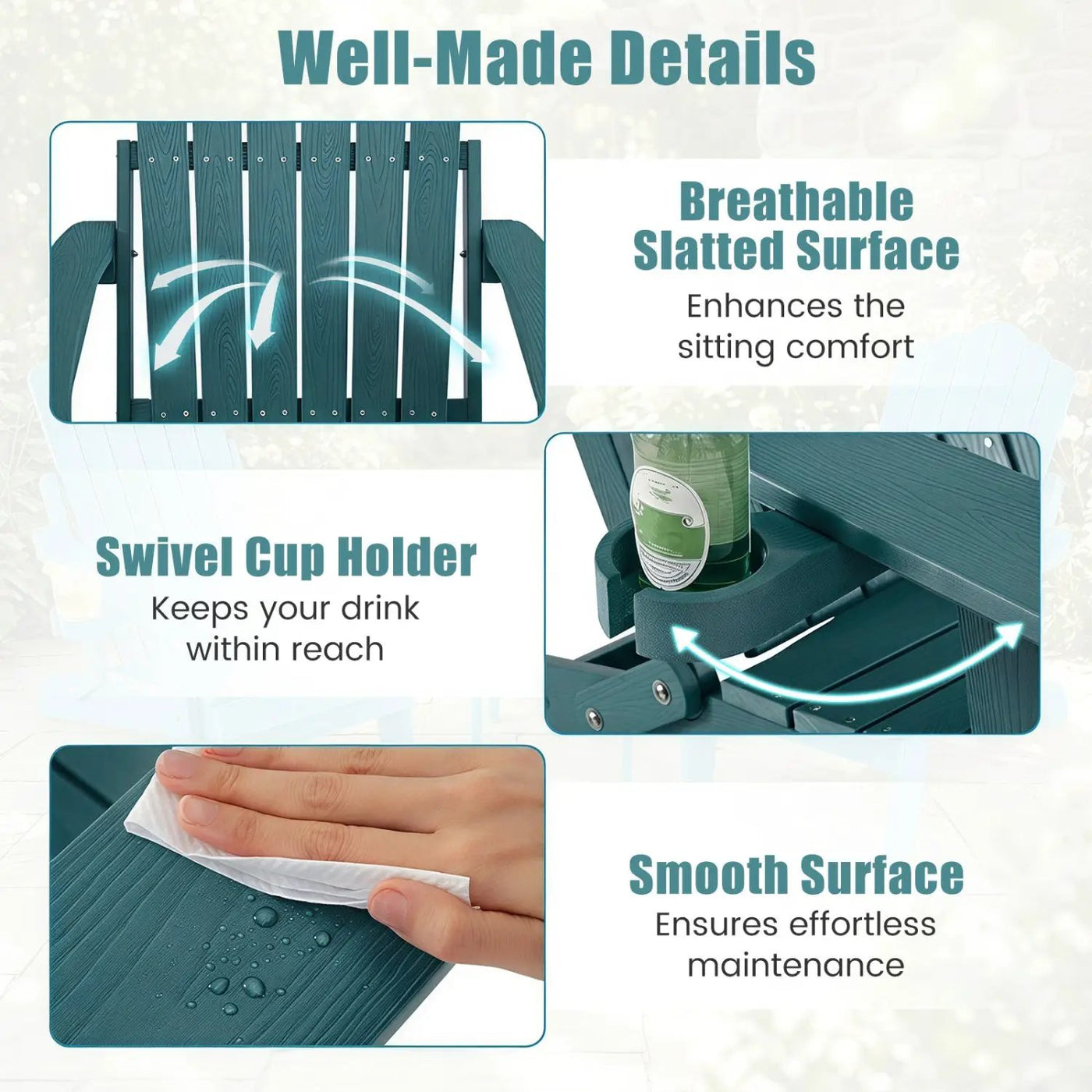 Folding Adirondack Chairs Set of 2 with Adjustable Backrest by DirectDeals