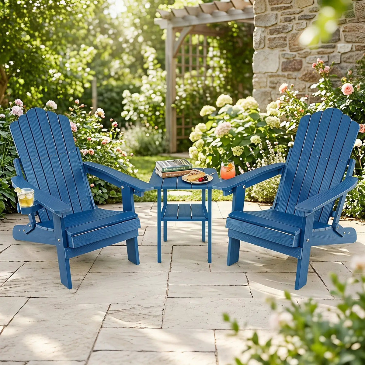 Folding Adirondack Chairs Set of 2 with Adjustable Backrest by DirectDeals