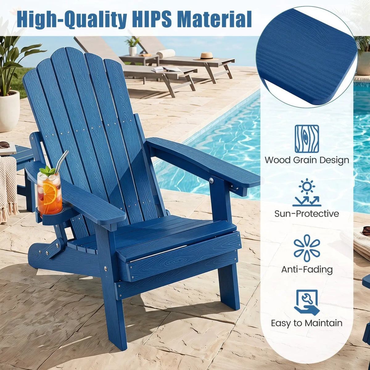 Folding Adirondack Chairs Set of 2 with Adjustable Backrest by DirectDeals