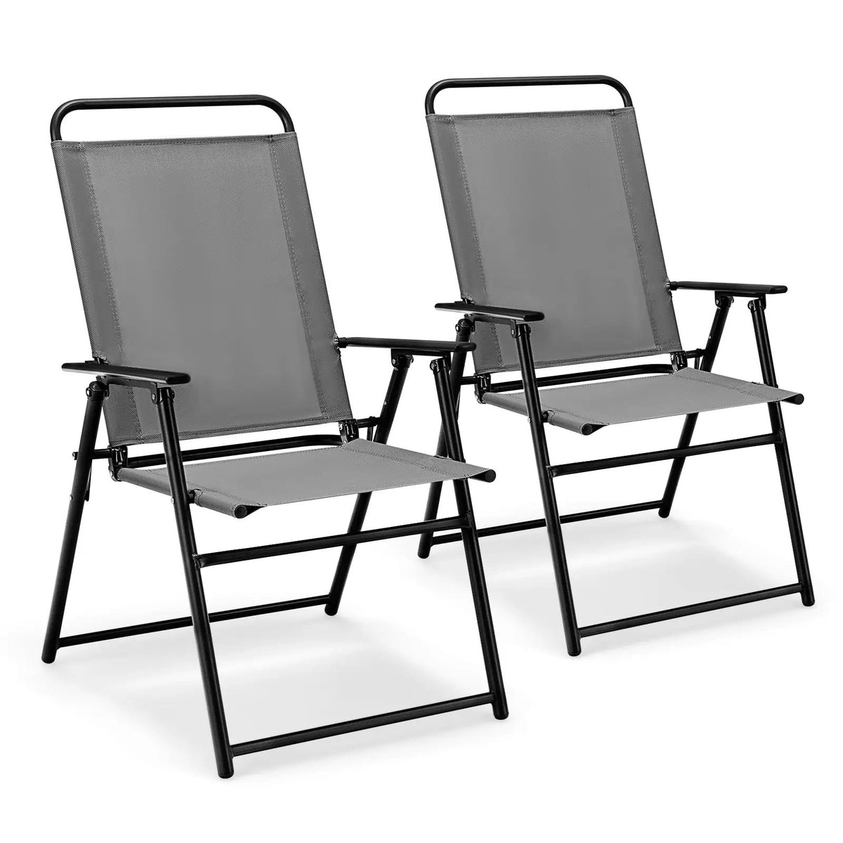 Outdoor Folding Sling Chairs with Armrest and Backrest by DirectDeals