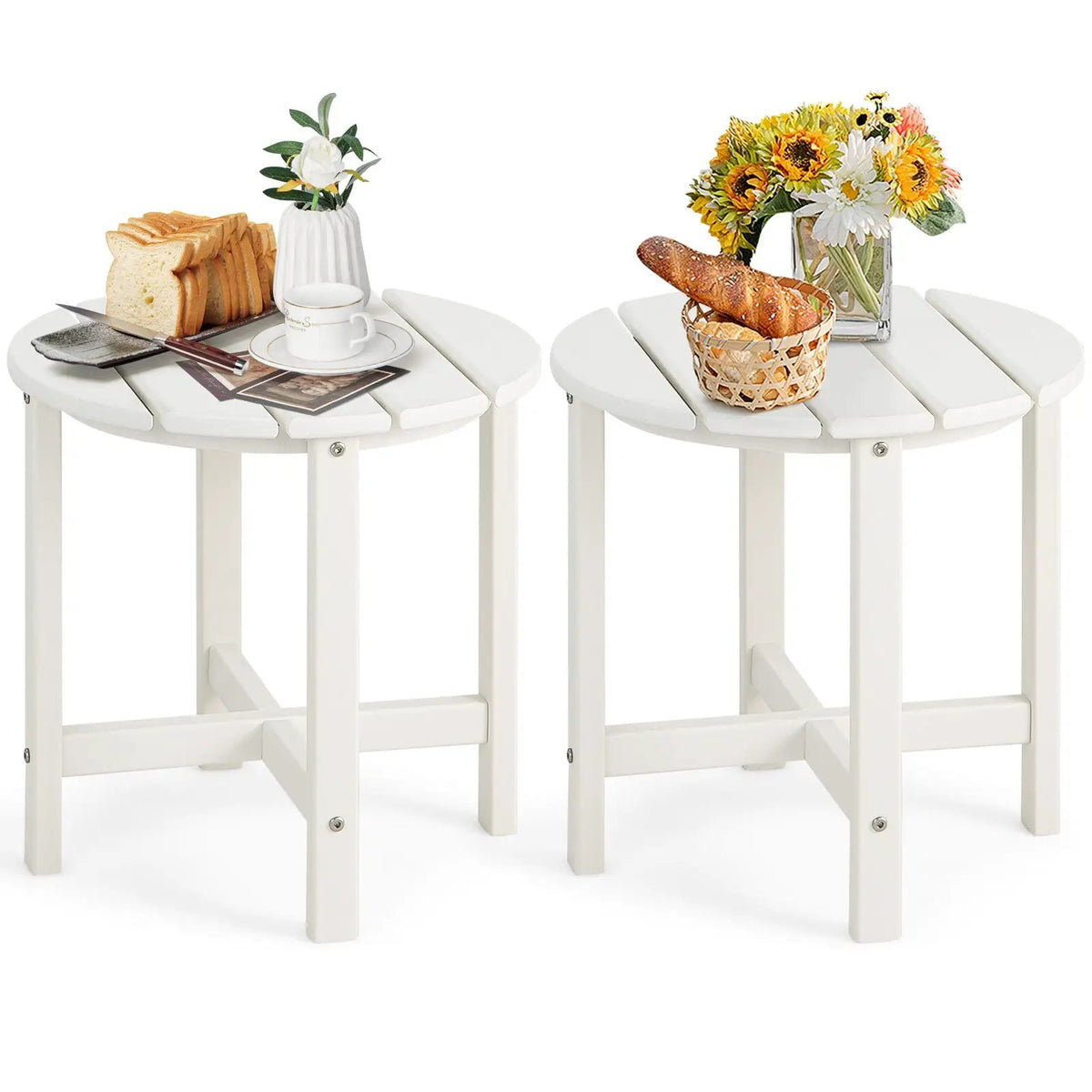 Set of 2 18 Inch Round Weather-Resistant Adirondack Side Tables by DirectDeals