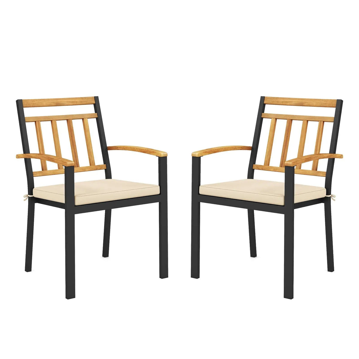 Set of 2 Patio Dining Chairs with Removable Padded Cushions by DirectDeals