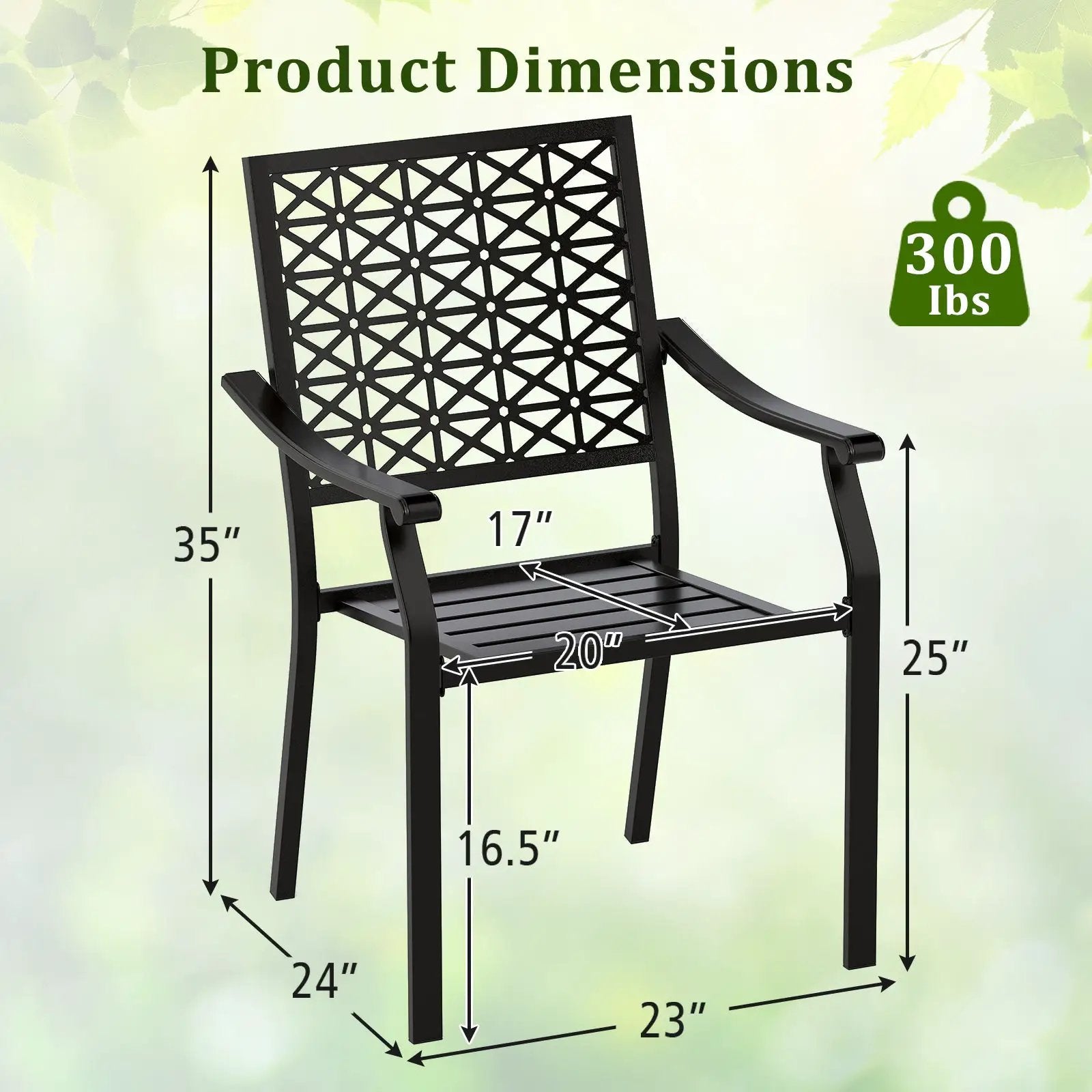 Set of 2 Patio Dining Chairs with Curved Armrests and Reinforced Steel Frame by DirectDeals