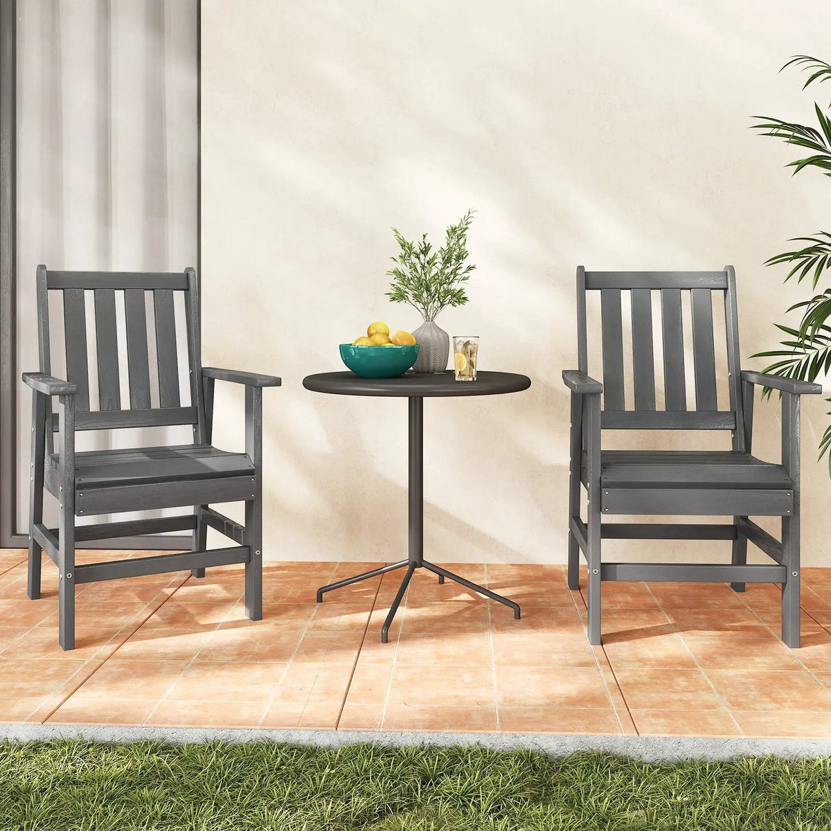 Set of 2 Patio Dining Chairs with Wide Armrests by DirectDeals