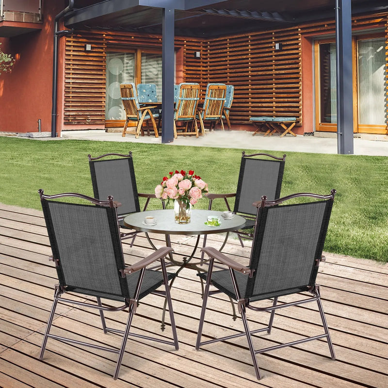 Set of 2 Patio Folding Sling Back Camping Deck Chairs by DirectDeals