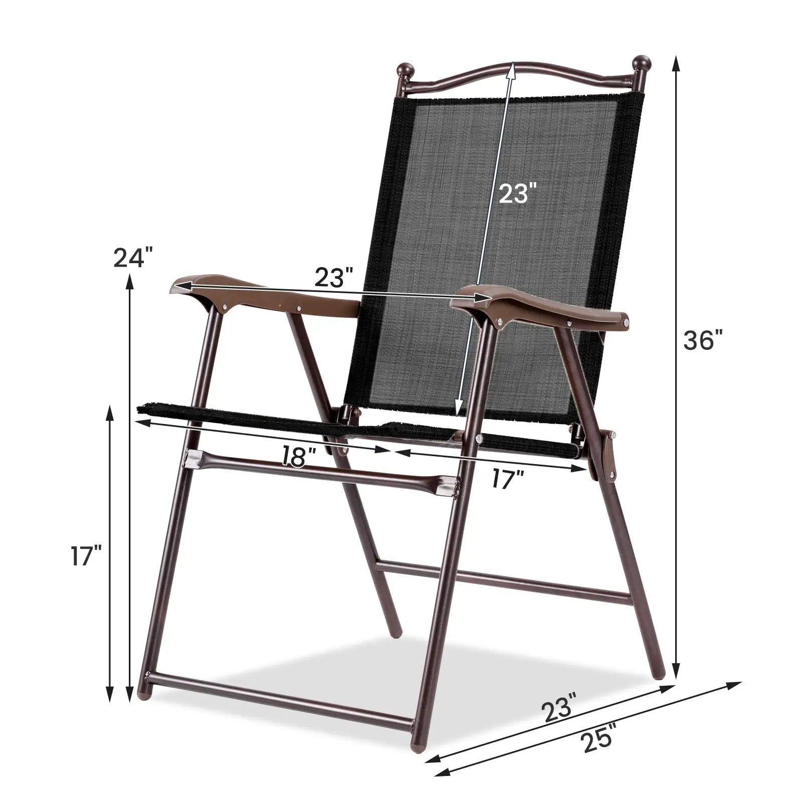 Set of 2 Patio Folding Sling Back Camping Deck Chairs by DirectDeals