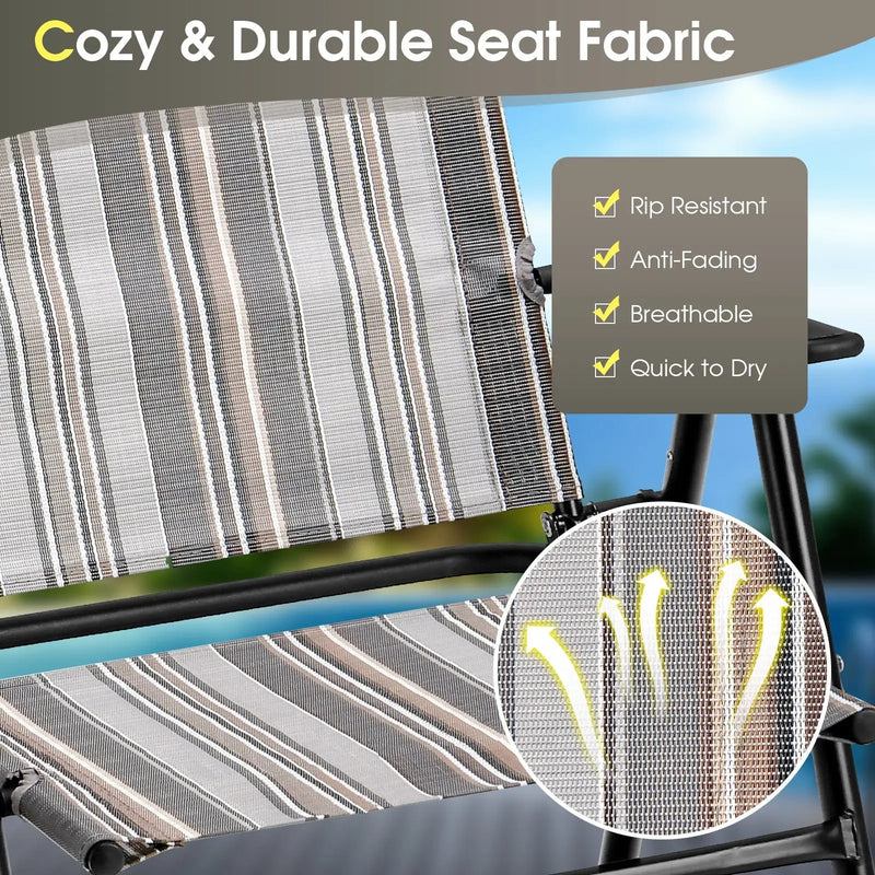 Set of 2 Patio Folding Sling Chairs Space-saving Dining Chair-Gray by DirectDeals