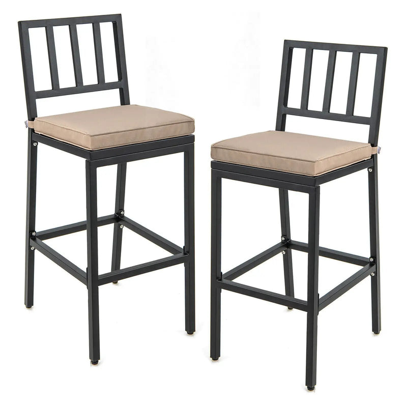 Set of 2 Patio Bar Chairs with Detachable Cushion and Footrest-Vertical Stripes by DirectDeals