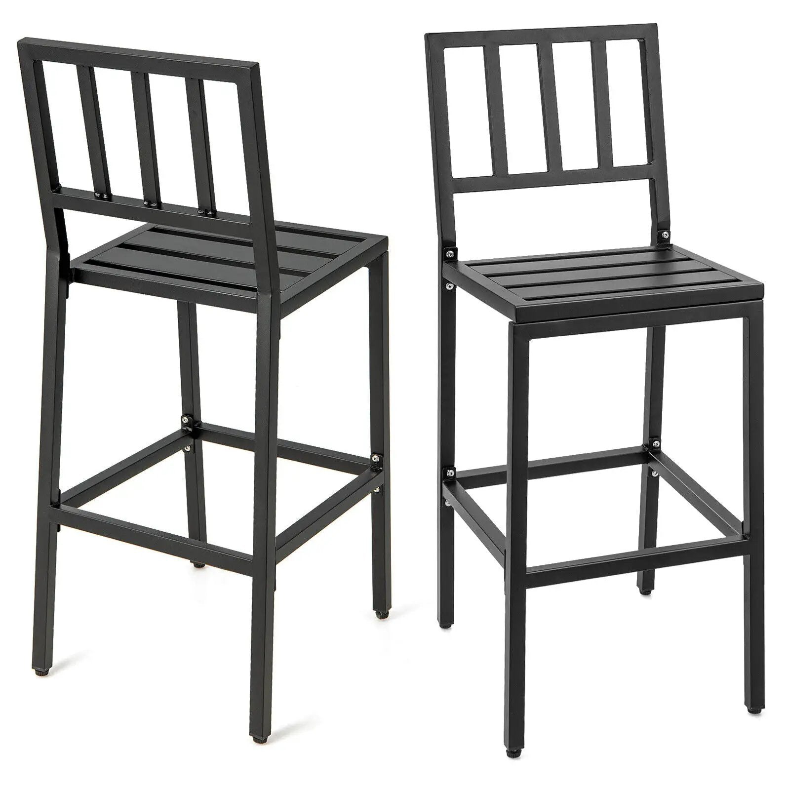 Set of 2 Patio Bar Chairs with Detachable Cushion and Footrest-Vertical Stripes by DirectDeals